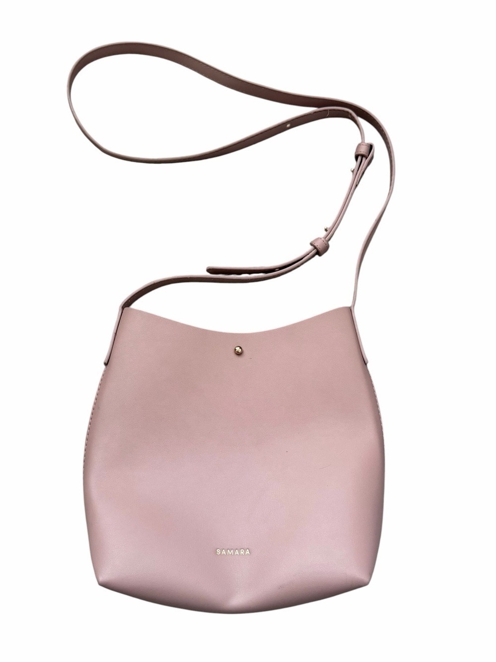 Anthropologie Samara Peony/Blush Pink Vegan Leather Crossbody Bag Bucket Style